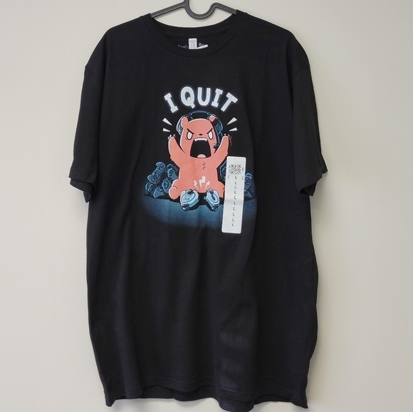 Teeturtle I Quit Bear Game Controller graphic t-shirt Black L - Picture 1 of 7
